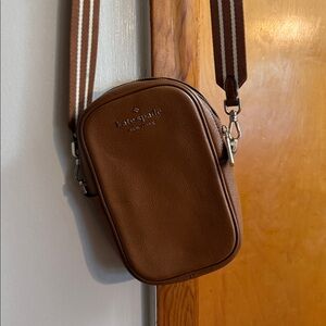 Kate Spade Tan Crossbody Bag with Striped Strap